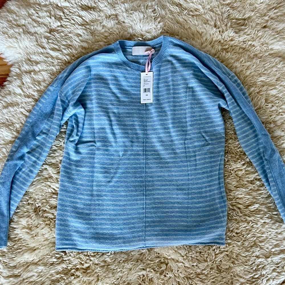 Vineyard Vines Seaspun Cashmere Striped Crewneck Sweater Color: Ocean Breeze.